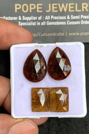 Natural Tourmaline Gemstone Rose Cut Mix Shape Cabochon High Quality Loose Gemstones For Jewelry Making 12-18 MM Size 2 Pair V3700