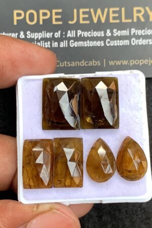 Natural Tourmaline Gemstone Rose Cut Mix Shape Cabochon High Quality Loose Gemstones For Jewelry Making 13-16 MM Size 3 Pair V3701