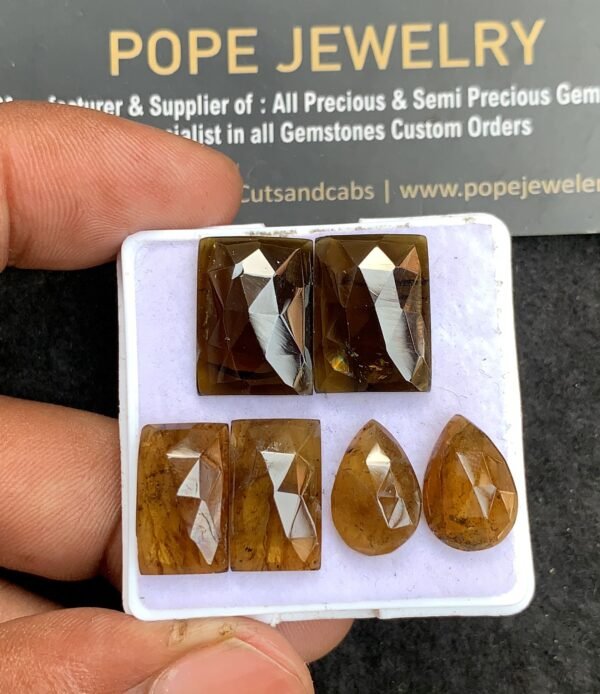 Natural Tourmaline Gemstone Rose Cut Mix Shape Cabochon High Quality Loose Gemstones For Jewelry Making 13-16 MM Size 3 Pair V3701