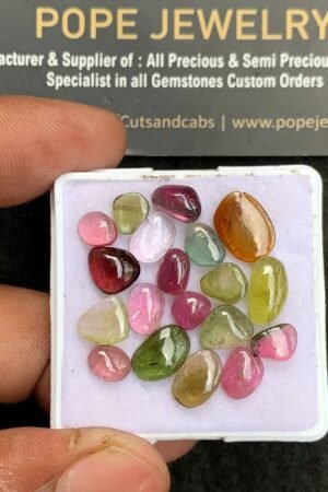 Natural Watermelon Tourmaline Gemstone Smooth Fancy Shape Cabochon High Quality Loose Gemstones For Jewelry Making 5-11 MM Size 19 Pcs V3703
