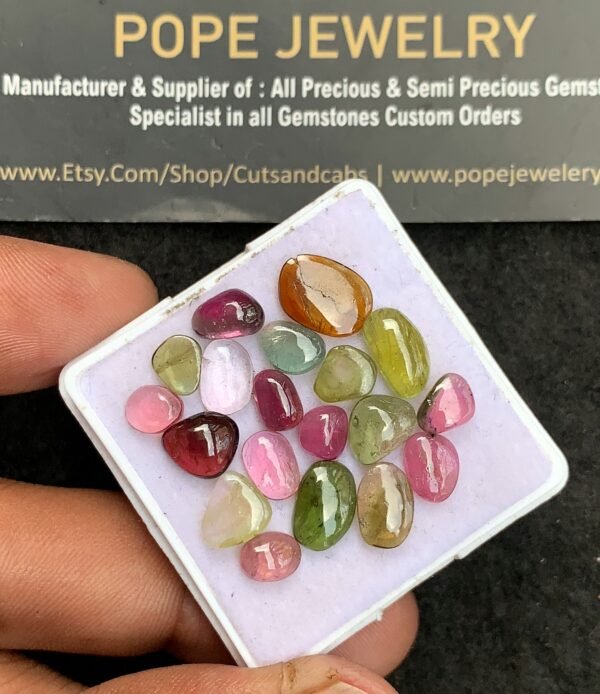 Natural Watermelon Tourmaline Gemstone Smooth Fancy Shape Cabochon High Quality Loose Gemstones For Jewelry Making 5-11 MM Size 19 Pcs V3703 - Image 2