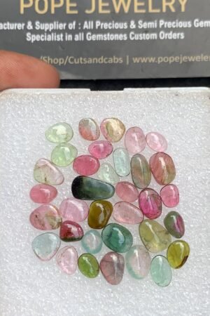 Natural Watermelon Tourmaline Gemstone Smooth Fancy Shape Cabochon High Quality Loose Gemstones For Jewelry Making 6-10 MM Size 34 Pcs V3705