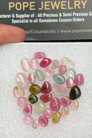 Natural Watermelon Tourmaline Gemstone Smooth Fancy Shape Cabochon High Quality Loose Gemstones For Jewelry Making 5-10 MM Size 34 Pcs V3706