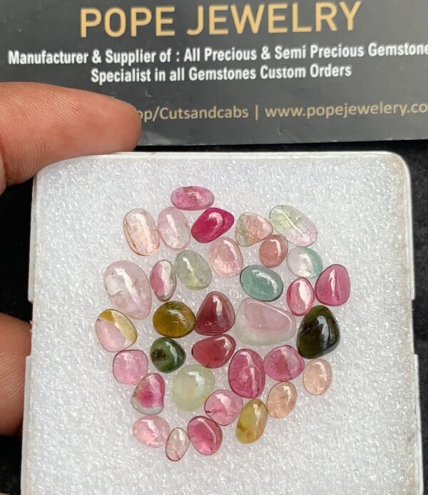 Natural Watermelon Tourmaline Gemstone Smooth Fancy Shape Cabochon High Quality Loose Gemstones For Jewelry Making 5-10 MM Size 34 Pcs V3706