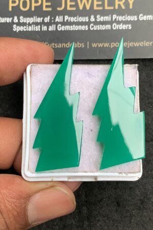 Natural Green Onyx Gemstone Smooth Thunder Shape Cabochon Amazing & High Quality Loose Gemstones For Jewelry Making 47x16 MM Size 2 Pcs V3498