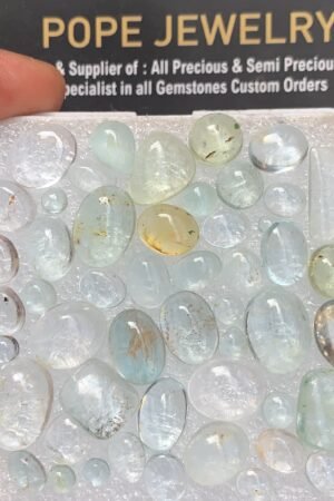 Natural Aquamarine Gemstone Smooth Mix Shape Cabochon High Quality Loose Gemstones For Jewelry Making 4-14 MM Size 50 Pc V3712