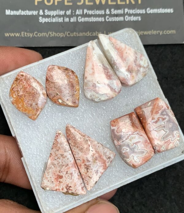 Natural Rosetta Jasper Gemstone Smooth Fancy Shape Cabochon High Quality Loose Gemstones For Jewelry Making 15-16 MM Size 4 Pair V3713 - Image 2