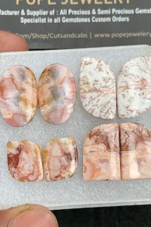 Natural Rosetta Jasper Gemstone Smooth Fancy Shape Cabochon High Quality Loose Gemstones For Jewelry Making 15-23 MM Size 4 Pair V3714