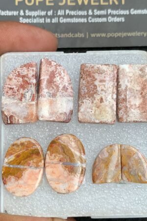 Natural Rosetta Jasper Gemstone Smooth Fancy Shape Cabochon High Quality Loose Gemstones For Jewelry Making 13-23 MM Size 4 Pair V3715