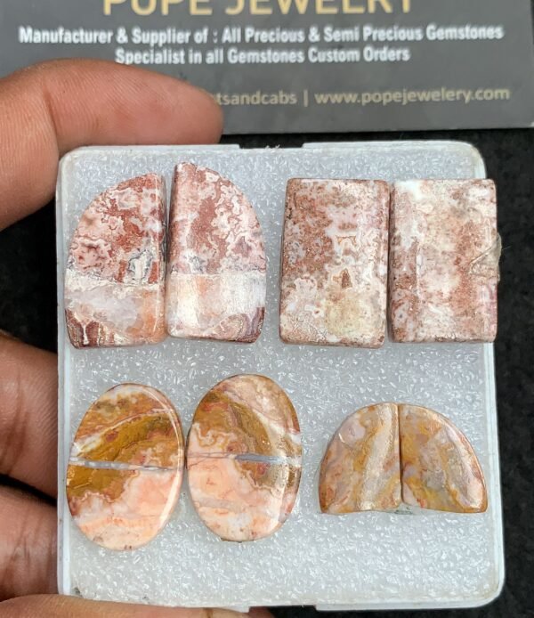 Natural Rosetta Jasper Gemstone Smooth Fancy Shape Cabochon High Quality Loose Gemstones For Jewelry Making 13-23 MM Size 4 Pair V3715