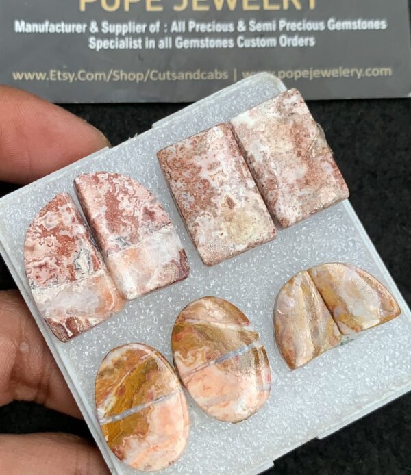 Natural Rosetta Jasper Gemstone Smooth Fancy Shape Cabochon High Quality Loose Gemstones For Jewelry Making 13-23 MM Size 4 Pair V3715 - Image 2