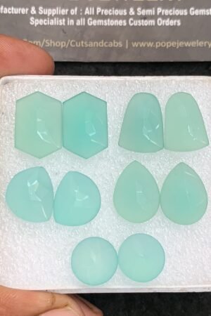 Natural Aqua Chalcedony Gemstone Precision Cut Mix Shape Cabochon High Quality Loose Gemstones For Jewelry Making 12-18 MM Size 5 Pair V3723