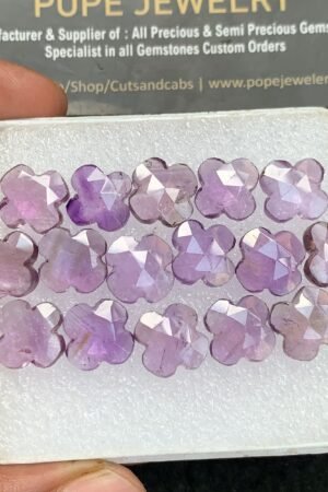 Natural Amethyst Gemstone Rose Cut Flower Shape Cabochon High Quality Loose Gemstones For Jewelry Making 10-11 MM Size 16 Pcs V3728