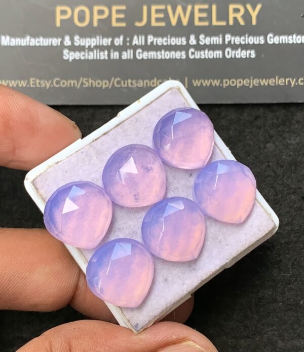Natural Lavender Quartz Gemstone Rose Cut Heart Shape Cabochon High Quality Loose Gemstones For Jewelry Making 14 MM Size 6 Pcs V3412 - Image 2