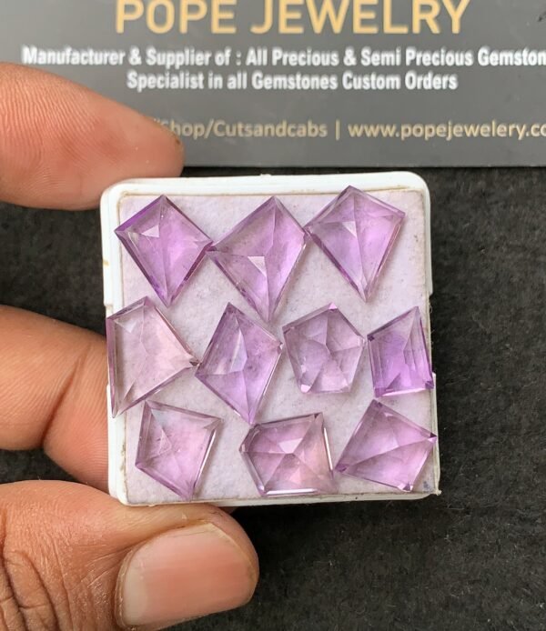 Natural Amethyst Gemstone Step Cut Fancy Shape Cabochon High Quality Loose Gemstones For Jewelry Making 10-16 MM Size 10 Pcs V3421