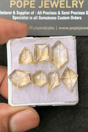 Natural Citrine Gemstone Step Cut Fancy Shape Cabochon High Quality Loose Gemstones For Jewelry Making 9-17 MM Size 8 Pcs V3422