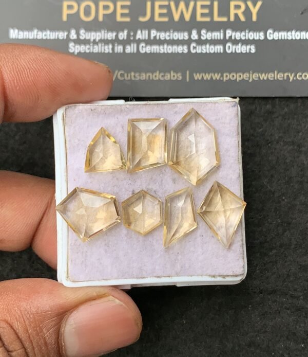 Natural Citrine Gemstone Step Cut Fancy Shape Cabochon High Quality Loose Gemstones For Jewelry Making 9-17 MM Size 8 Pcs V3422