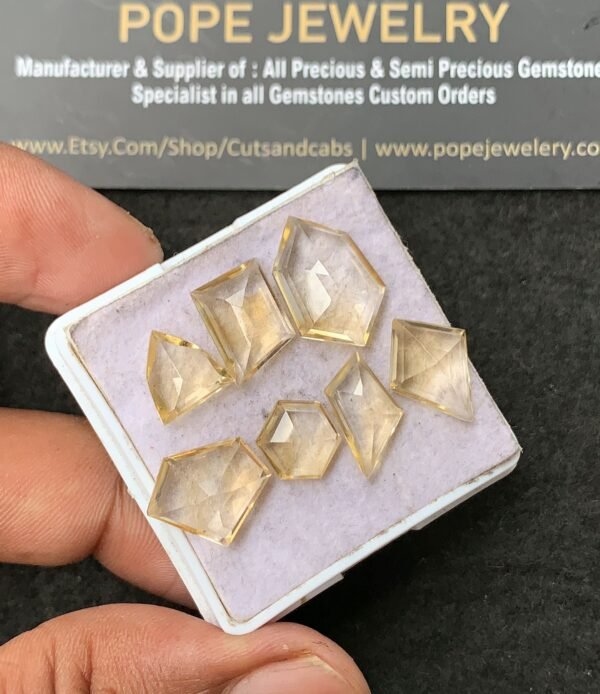 Natural Citrine Gemstone Step Cut Fancy Shape Cabochon High Quality Loose Gemstones For Jewelry Making 9-17 MM Size 8 Pcs V3422 - Image 2