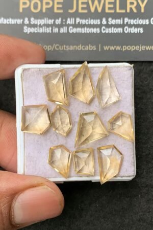 Natural Citrine Gemstone Step Cut Fancy Shape Cabochon High Quality Loose Gemstones For Jewelry Making 9-15 MM Size 10 Pcs V3423