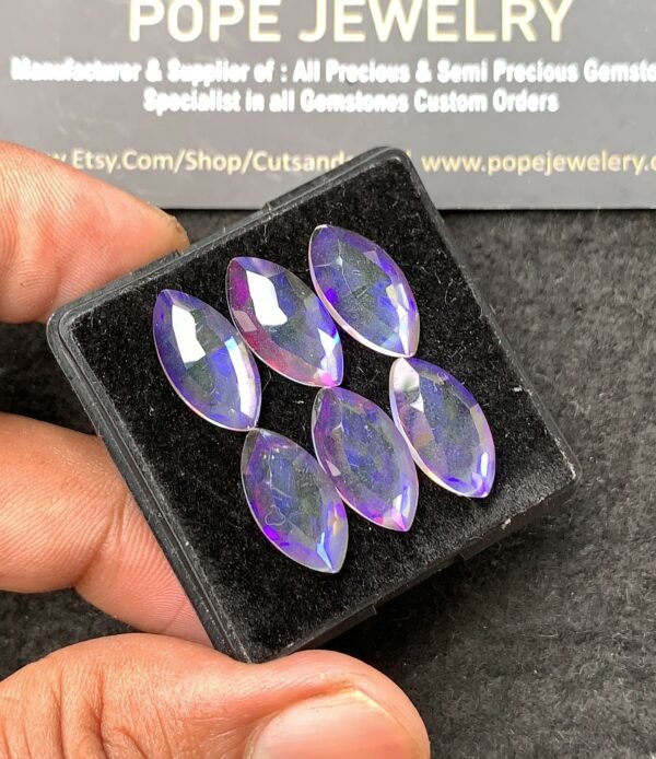 Natural Rainbow Quartz Gemstone Rose Cut Marquise Shape Cabochon High Quality Loose Gemstones For Jewelry Making 16x8 MM Size 6 Pcs V3424 - Image 2