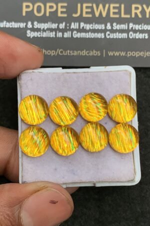 Natural Aurora Opal Gemstone Smooth Round Shape Cabochon High Quality Loose Gemstones For Jewelry Making 10 MM Size 8 Pcs V3426