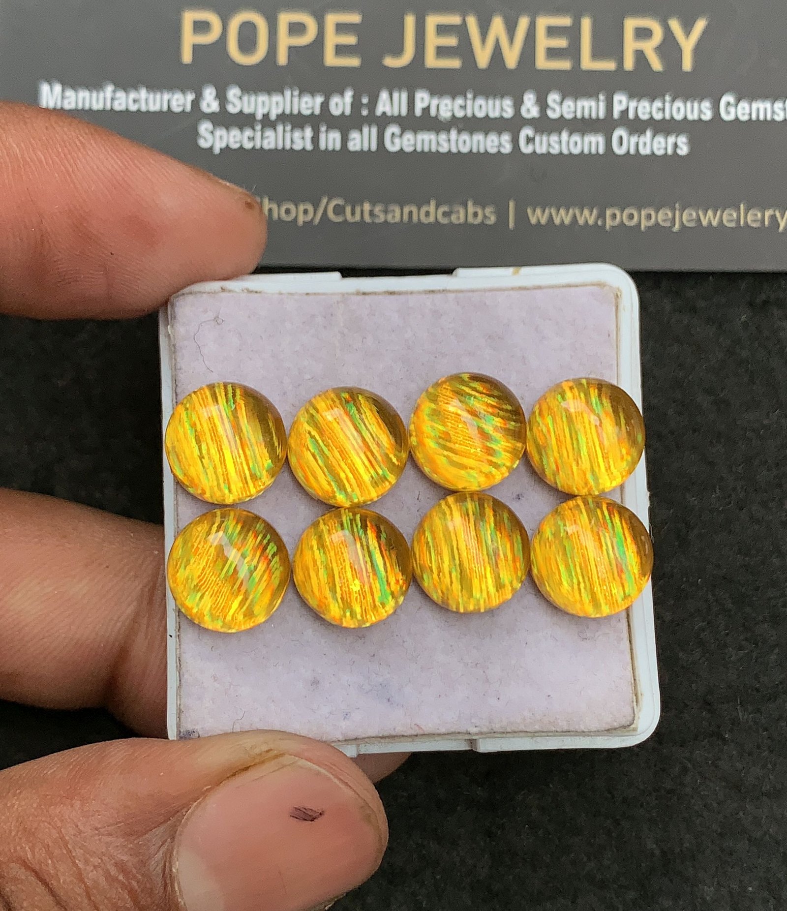 Natural Aurora Opal Gemstone Smooth Round Shape Cabochon High Quality Loose Gemstones For Jewelry Making 10 MM Size 8 Pcs V3426