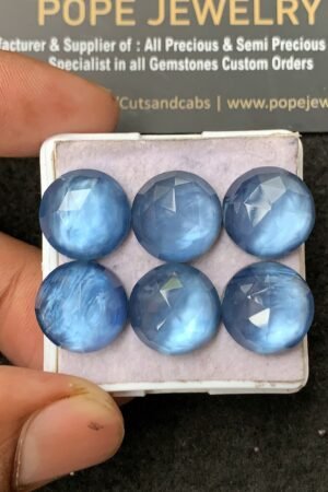 Natural Blue Aurora Opal Gemstone Rose Cut Round Shape Cabochon High Quality Loose Gemstones For Jewelry Making 14 MM Size 6 Pcs V3433