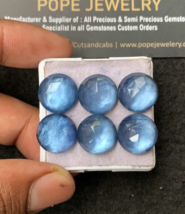 Natural Blue Aurora Opal Gemstone Rose Cut Round Shape Cabochon High Quality Loose Gemstones For Jewelry Making 14 MM Size 6 Pcs V3433