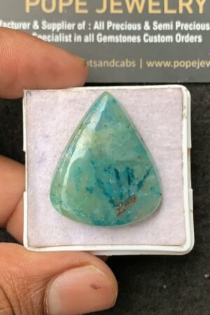 Natural Chrysocolla Gemstone Smooth Pear Shape Cabochon High Quality Loose Gemstones For Jewelry Making 32x27x6 MM Size 1 Pcs V3434