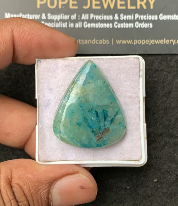 Natural Chrysocolla Gemstone Smooth Pear Shape Cabochon High Quality Loose Gemstones For Jewelry Making 32x27x6 MM Size 1 Pcs V3434