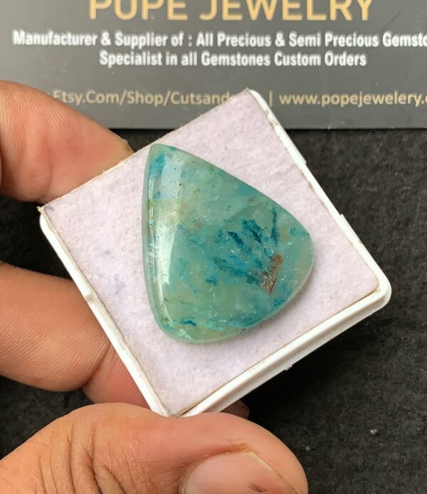 Natural Chrysocolla Gemstone Smooth Pear Shape Cabochon High Quality Loose Gemstones For Jewelry Making 32x27x6 MM Size 1 Pcs V3434 - Image 2