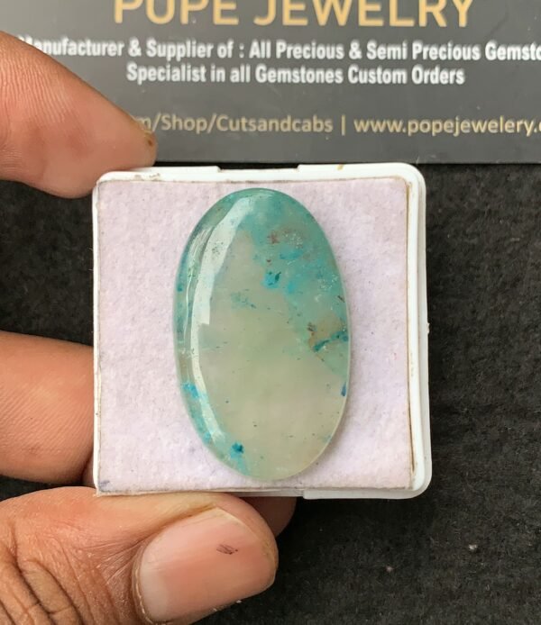 Natural Chrysocolla Gemstone Smooth Oval Shape Cabochon High Quality Loose Gemstones For Jewelry Making 35x22x5 MM Size 1 Pcs V3435