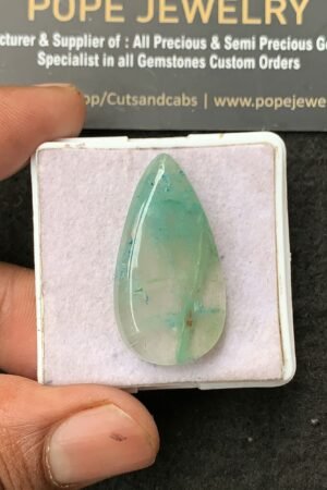 Natural Chrysocolla Gemstone Smooth Pear Shape Cabochon High Quality Loose Gemstones For Jewelry Making 34x17x6 MM Size 1 Pcs V3437