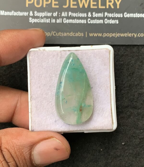 Natural Chrysocolla Gemstone Smooth Pear Shape Cabochon High Quality Loose Gemstones For Jewelry Making 34x17x6 MM Size 1 Pcs V3437