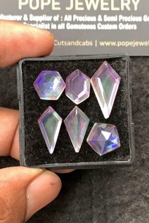 Natural Rainbow Quartz Gemstone Step Cut Mix Shape Cabochon High Quality Loose Gemstones For Jewelry Making 11-20 MM Size 6 Pcs V3440