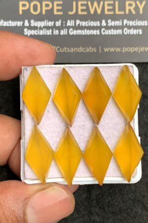 Natural Yellow Chalcedony Gemstone Step Cut Fancy Shape Cabochon High Quality Loose Gemstones For Jewelry Making 19-20 MM Size 8 Pcs V3447