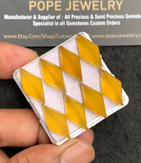 Natural Yellow Chalcedony Gemstone Step Cut Fancy Shape Cabochon High Quality Loose Gemstones For Jewelry Making 19-20 MM Size 8 Pcs V3447 - Image 2