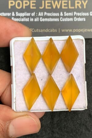 Natural Yellow Chalcedony Gemstone Step Cut Fancy Shape Cabochon High Quality Loose Gemstones For Jewelry Making 20x10 MM Size 6 Pcs V3449
