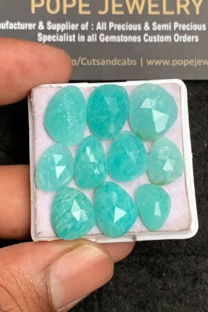 Natural Amazonite Gemstone Rose Cut Fancy Shape Cabochon High Quality Loose Gemstones For Jewelry Making 11-15 MM Size 10 Pcs V3459