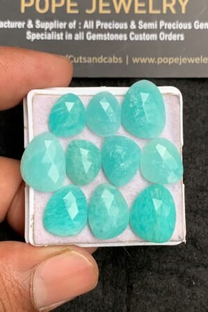 Natural Amazonite Gemstone Rose Cut Fancy Shape Cabochon High Quality Loose Gemstones For Jewelry Making 11-15 MM Size 10 Pcs V3460