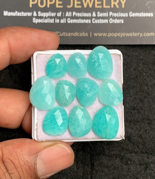 Natural Amazonite Gemstone Rose Cut Fancy Shape Cabochon High Quality Loose Gemstones For Jewelry Making 11-15 MM Size 10 Pcs V3460