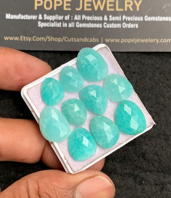 Natural Amazonite Gemstone Rose Cut Fancy Shape Cabochon High Quality Loose Gemstones For Jewelry Making 11-15 MM Size 10 Pcs V3460 - Image 2