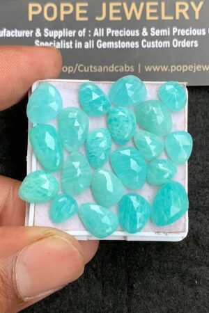 Natural Amazonite Gemstone Rose Cut Fancy Shape Cabochon High Quality Loose Gemstones For Jewelry Making 7-13 MM Size 20 Pcs V3462
