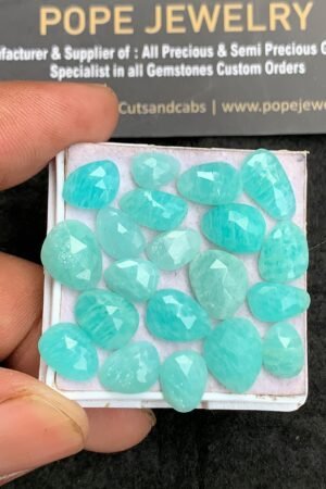 Natural Amazonite Gemstone Rose Cut Fancy Shape Cabochon High Quality Loose Gemstones For Jewelry Making 7-12 MM Size 20 Pcs V3463