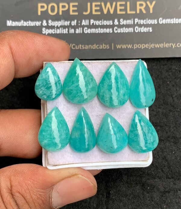 Natural Amazonite Gemstone Smooth Pear Shape Cabochon High Quality Loose Gemstones For Jewelry Making 14-19 MM Size 8 Pcs V3464