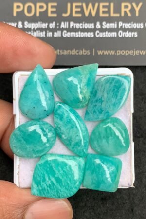 Natural Amazonite Gemstone Smooth Mix Shape Cabochon High Quality Loose Gemstones For Jewelry Making 11-21 MM Size 8 Pcs V3467