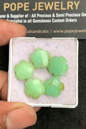 Natural Chrysoprase Gemstone Checker Cut Flower Shape Amazing & High Quality Loose Gemstones For Jewelry Making 12 MM Size 5 Pcs V3468
