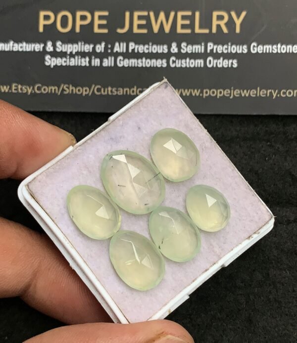 Natural Prehnite Gemstone Rose Cut Oval Shape Cabochon Amazing & High Quality Loose Gemstones For Jewelry Making 11-15 MM Size 6 Pcs V3472 - Image 2