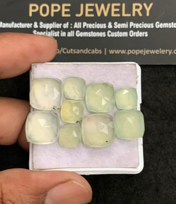 Natural Prehnite Gemstone Rose Cut Cushion Shape Cabochon Amazing & High Quality Loose Gemstones For Jewelry Making 8-12 MM Size 9 Pcs V3474