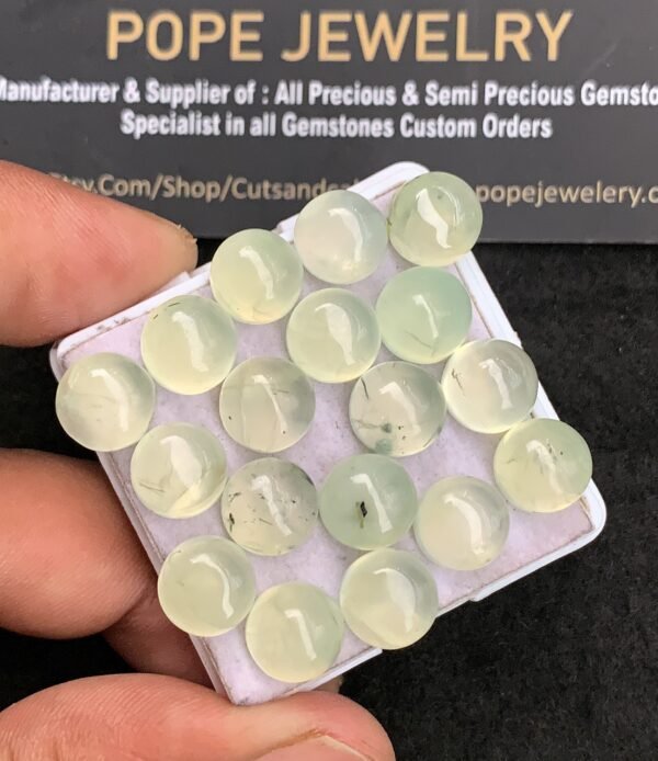 Natural Prehnite Gemstone Smooth Round Shape Cabochon Amazing & High Quality Loose Gemstones For Jewelry Making 9 MM Size 18 Pcs V3476 - Image 2